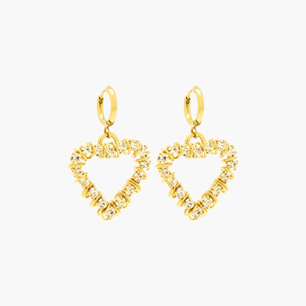 Moutton Collet Creole Bisous Crystal Heart Earrings